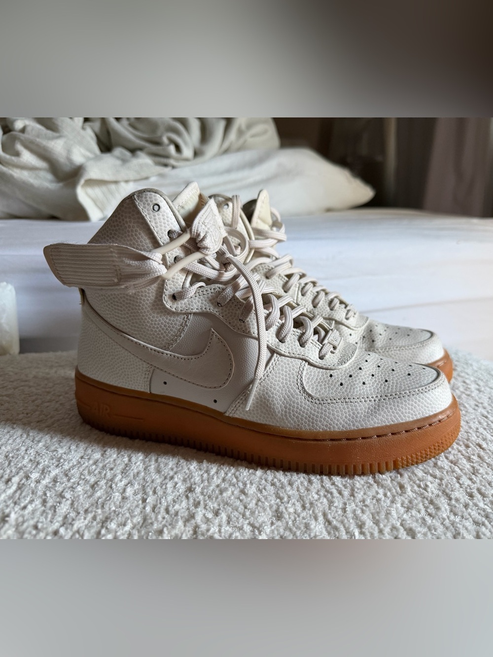 Nike Men’s High-Top Sneakers in Cream with Gum Sole